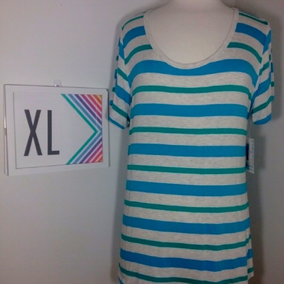 LuLaRoe Classic T XL New With Tags! Super Soft, Lightweight, Stripes 💚💙 - Picture 5 of 5